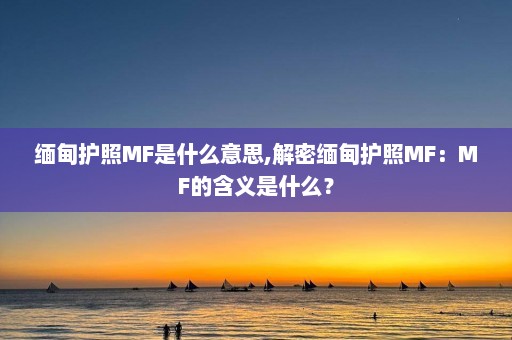 缅甸护照MF是什么意思,解密缅甸护照MF：MF的含义是什么？