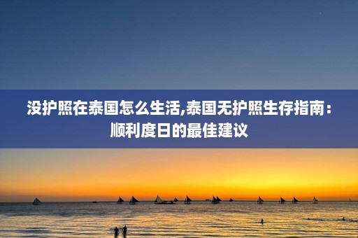 没护照在泰国怎么生活,泰国无护照生存指南：顺利度日的最佳建议