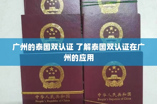 广州的泰国双认证 了解泰国双认证在广州的应用  第1张