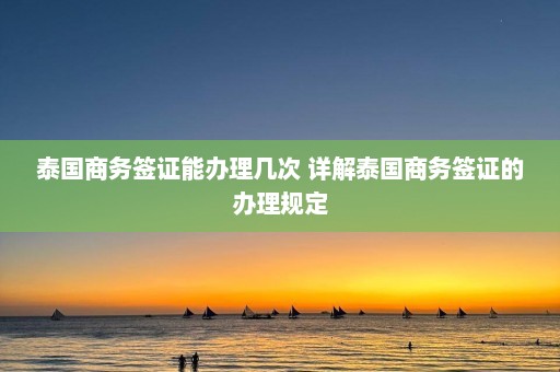 泰国商务签证能办理几次 详解泰国商务签证的办理规定