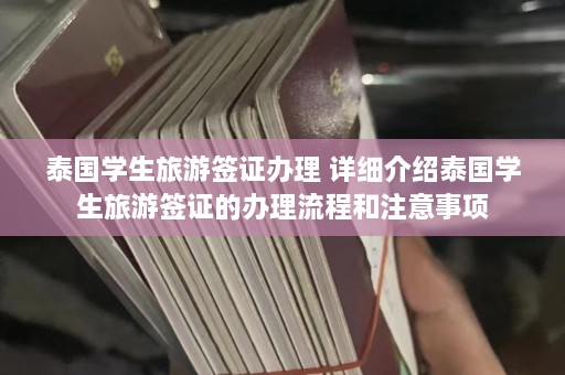 泰国学生旅游签证办理 详细介绍泰国学生旅游签证的办理流程和注意事项