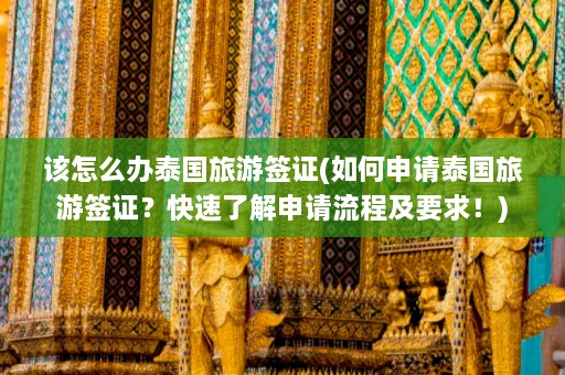 该怎么办泰国旅游签证(如何申请泰国旅游签证？快速了解申请流程及要求！)  第1张