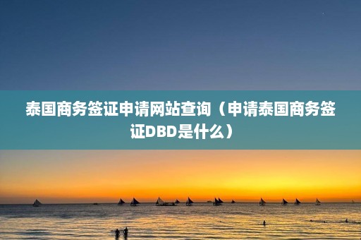 泰国商务签证申请网站查询（申请泰国商务签证DBD是什么）