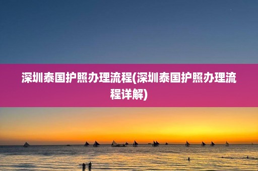 深圳泰国护照办理流程(深圳泰国护照办理流程详解)