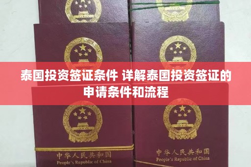 泰国投资签证条件 详解泰国投资签证的申请条件和流程