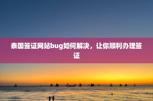 泰国签证网站bug如何解决，让你顺利办理签证