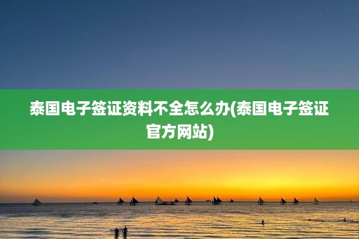 泰国电子签证资料不全怎么办(泰国电子签证官方网站)