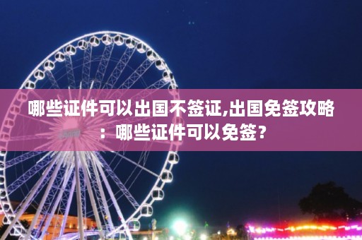 哪些证件可以出国不签证,出国免签攻略：哪些证件可以免签？  第1张