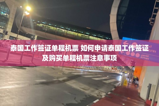 泰国工作签证单程机票 如何申请泰国工作签证及购买单程机票注意事项