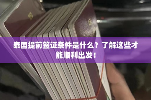 泰国提前签证条件是什么？了解这些才能顺利出发！  第1张