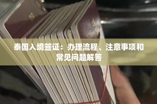 泰国入境签证：办理流程、注意事项和常见问题解答  第1张