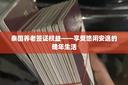 泰国养老签证权益——享受悠闲安逸的晚年生活  第1张