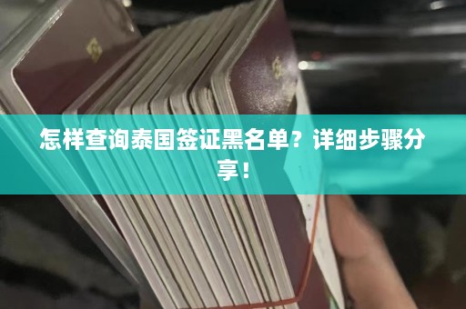 怎样查询泰国签证黑名单？详细步骤分享！  第1张