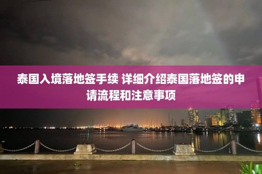 泰国入境落地签手续 详细介绍泰国落地签的申请流程和注意事项