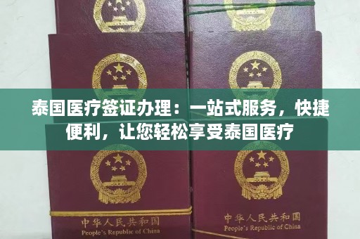 泰国医疗签证办理：一站式服务，快捷便利，让您轻松享受泰国医疗