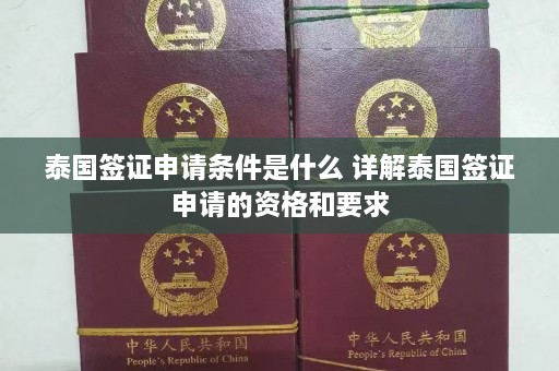 泰国签证申请条件是什么 详解泰国签证申请的资格和要求