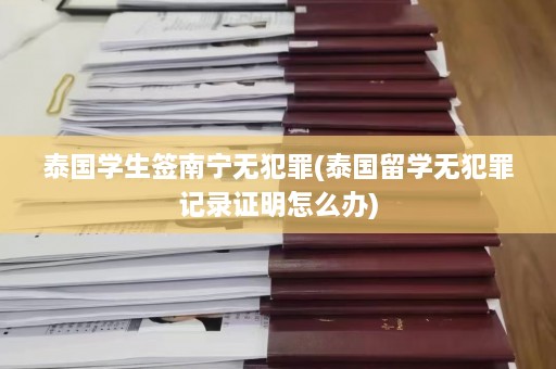 泰国学生签南宁无犯罪(泰国留学无犯罪记录证明怎么办)