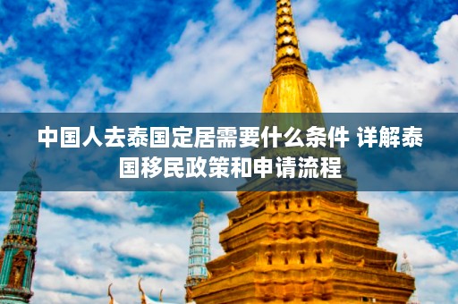 中国人去泰国定居需要什么条件 详解泰国移民政策和申请流程  第1张