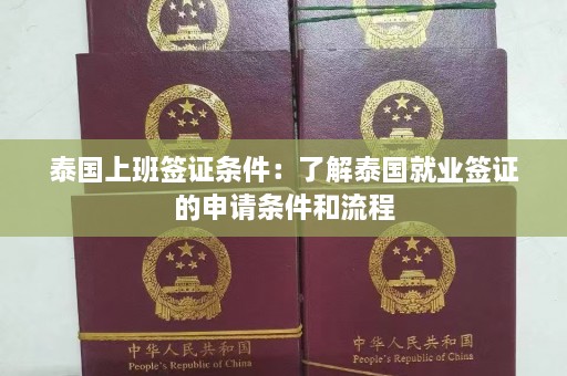 泰国上班签证条件：了解泰国就业签证的申请条件和流程