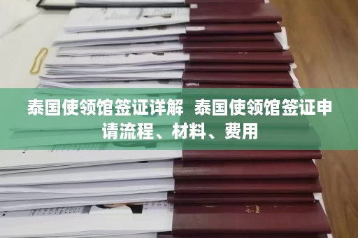 泰国使领馆签证详解  泰国使领馆签证申请流程、材料、费用 第1张