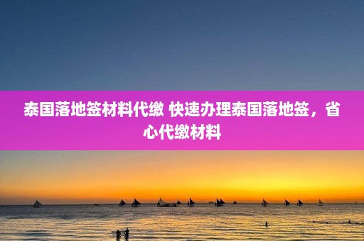 泰国落地签材料代缴 快速办理泰国落地签，省心代缴材料