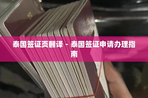 泰国签证页翻译 - 泰国签证申请办理指南  第1张