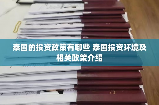 泰国的投资政策有哪些 泰国投资环境及相关政策介绍