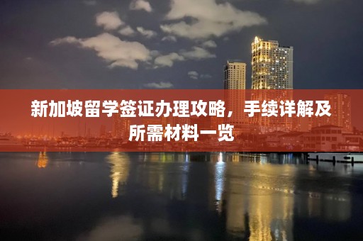 新加坡留学签证办理攻略，手续详解及所需材料一览