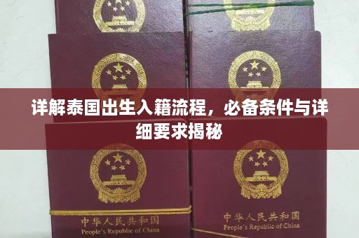 详解泰国出生入籍流程，必备条件与详细要求揭秘