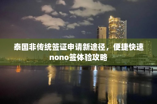 泰国非传统签证申请新途径，便捷快速nono签体验攻略