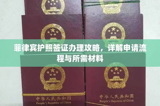 菲律宾护照签证办理攻略，详解申请流程与所需材料