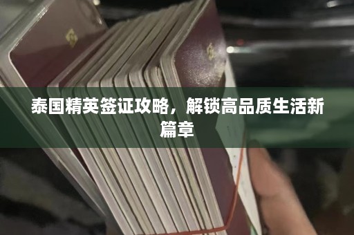 泰国精英签证攻略，解锁高品质生活新篇章