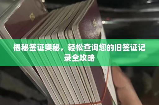 揭秘签证奥秘，轻松查询您的旧签证记录全攻略