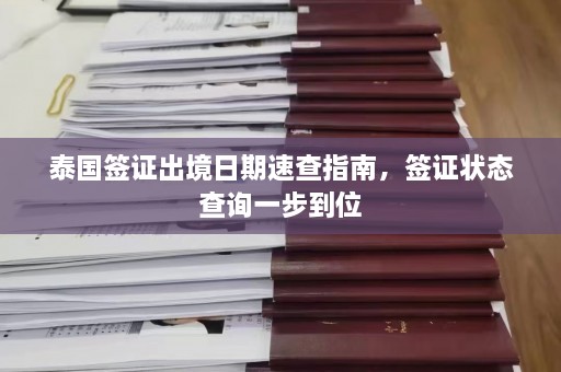 泰国签证出境日期速查指南，签证状态查询一步到位