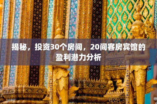 揭秘，投资30个房间，20间客房宾馆的盈利潜力分析