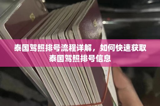 泰国驾照排号流程详解，如何快速获取泰国驾照排号信息