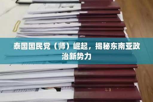 泰国国民党（师）崛起，揭秘东南亚政治新势力