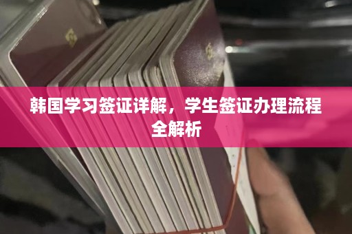 韩国学习签证详解，学生签证办理流程全解析