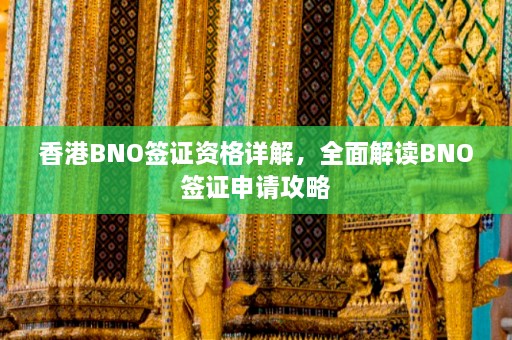 香港BNO签证资格详解，全面解读BNO签证申请攻略