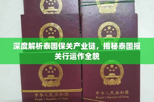 深度解析泰国保关产业链，揭秘泰国报关行运作全貌