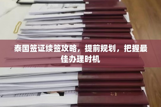 泰国签证续签攻略，提前规划，把握最佳办理时机