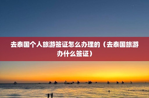 去泰国个人旅游签证怎么办理的（去泰国旅游办什么签证）