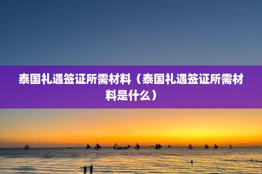 泰国礼遇签证所需材料（泰国礼遇签证所需材料是什么）