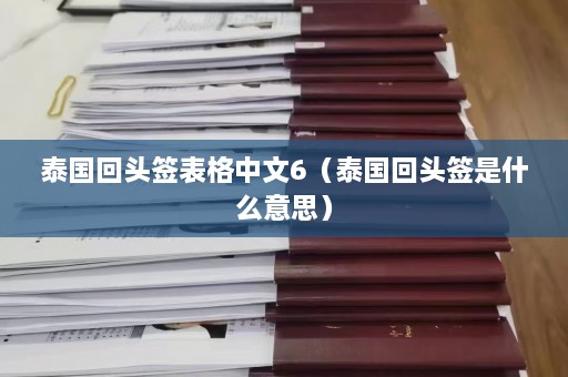 泰国回头签表格中文6（泰国回头签是什么意思）  第1张