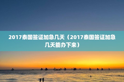 2017泰国签证加急几天（2017泰国签证加急几天能办下来）