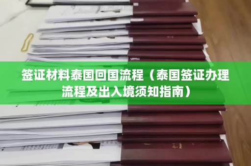 签证材料泰国回国流程（泰国签证办理流程及出入境须知指南）  第1张