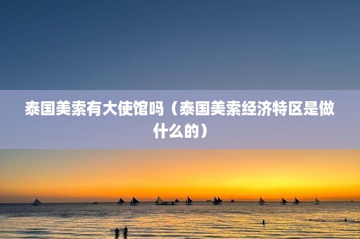 泰国美索有大使馆吗（泰国美索经济特区是做什么的）