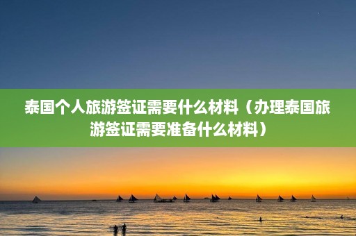 泰国个人旅游签证需要什么材料（办理泰国旅游签证需要准备什么材料）