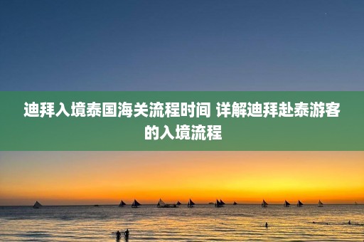 迪拜入境泰国海关流程时间 详解迪拜赴泰游客的入境流程  第1张