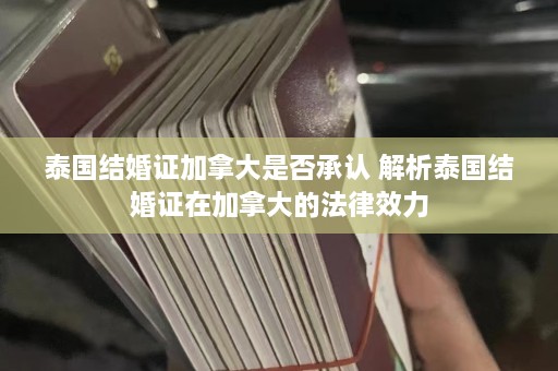 泰国结婚证加拿大是否承认 解析泰国结婚证在加拿大的法律效力  第1张